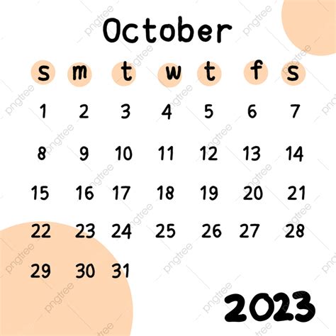 October 2023 Calendar Png Transparent Calendar October 2023 With