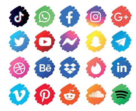 Collection Social Media Icon Abstract Logo Design Vector Illustration