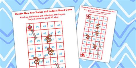 Chinese New Year Themed Snakes And Ladders Board Game 1 50 Game