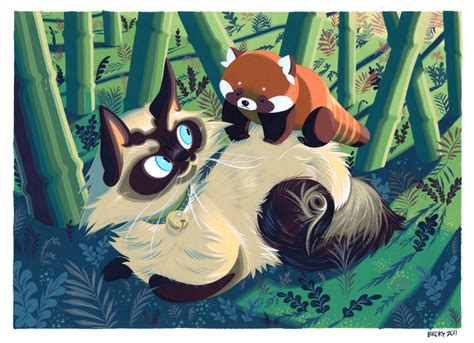 Cat And Red Panda By Pocketowl On Deviantart