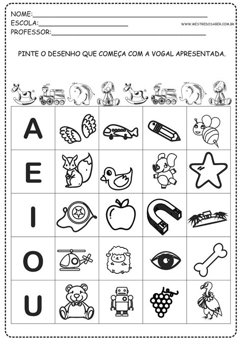 Atividades Com Vogais Mestre Do Saber Atividades De Alfabetização 942