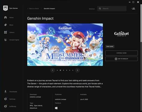 Genshin Impact Hadir di Epic Games Store Bersama Update Terbaru
