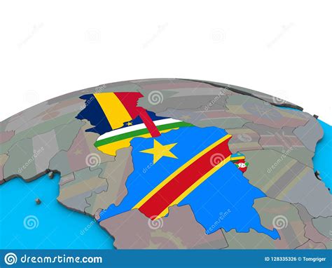 Map Of Central Africa With Flags On Globe Stock Illustration