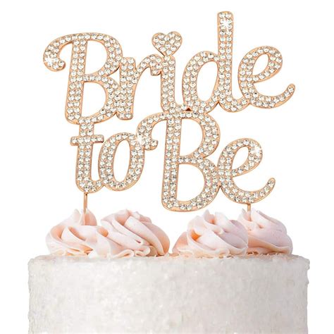 Bride To Be Cake Topper Premium Rose Gold Metal Sparkly Bridal
