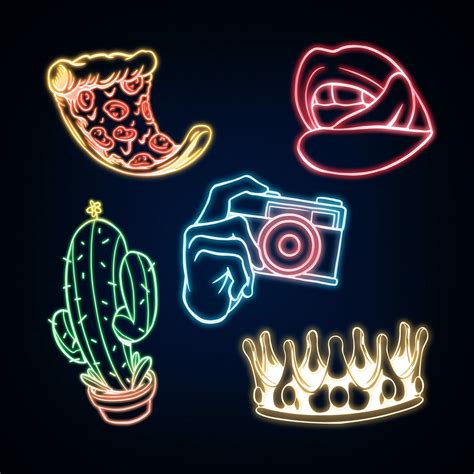Colorful Neon Sticker Set Design Resources Free Image By
