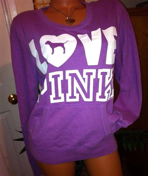 Victorias Secret Love Pink Crew Pullover Sweatshirt I Heart Pink