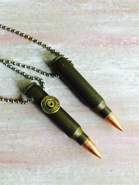 Couples Bullet Necklaces Brass 223 Rem His And Hers Bullet Etsy