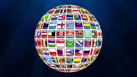 Flags Of Nations Of World On Rotating Globe Stock Motion Graphics Sbv