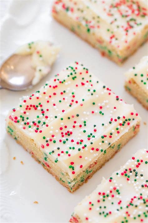 Christmas tree sugar cookies are made from a soft sugar cookie recipe with almonds and ginger. Holiday Sugar Cookie Bars with Cream Cheese Frosting ...
