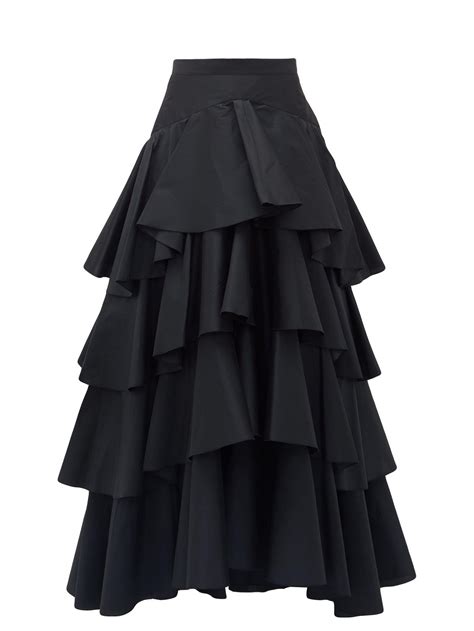 Giambattista Valli Tiered Ruffled Taffeta Maxi Skirt In Black Lyst