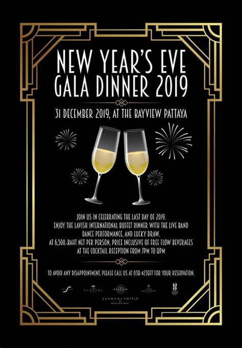 New Years Eve Gala Dinner 2019 At The Bayview Hotel Pattaya