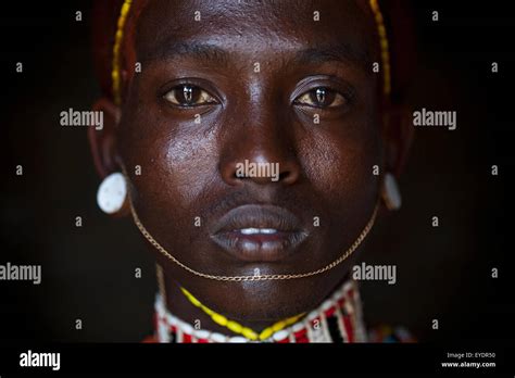 Kenya Portrait Of Young Samburu Man Moran In Traditional Dress
