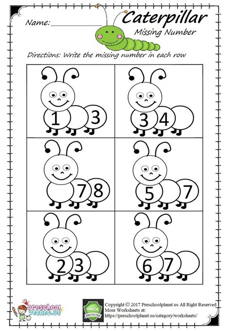 Missing Number Worksheet Pdf Free Kindergarten Worksheets Math Activities Preschool