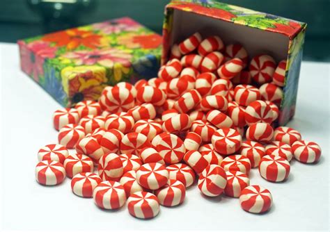 Red Peppermint Candies Clay Swirl Candies Fake Food Round Etsy Canada