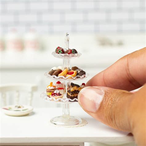 Dollhouse Miniature 3 Tiered Dessert Display Food Drink Miniatures
