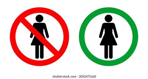 Woman Allowed Green Forbidden Red Round Stock Vector Royalty Free