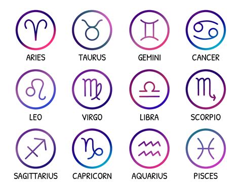 Zodiac Signs Vector Icons Set Zodiac Symbols Bright Gradient Trendy