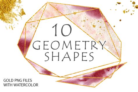 Gold Geometry Shapes With Watercolor Vol 3 125658