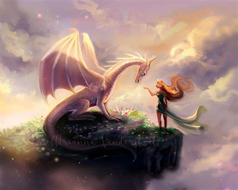 A Girl And Her Dragon Etsy Fantasy Dragon Art Dragon Artwork