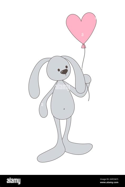 Romantic Illustration For Valentines Day Cute Rabbit With A Heart