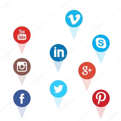 Set Of Most Popular Social Media Icons Facebook Twitter Youtube