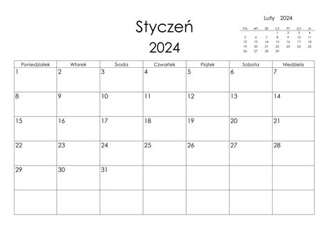 Kalendarz Styczeń 2024 Kalendarzsu