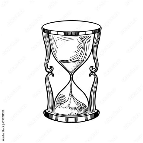 Hourglass Black And White Hand Drawn Sketch Vector Illustration