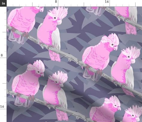 Birds Fabric Two Galahs In The Blue Gums By Abbieuproot Etsy