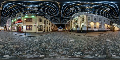 360° View Of Grodno Belarus January 2023 Spherical Seamless Night