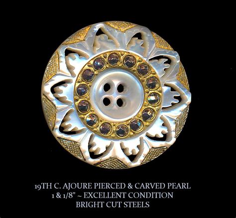 Button Mid 19th C Ajoure Pierced And Carved Shimmery White Pearl