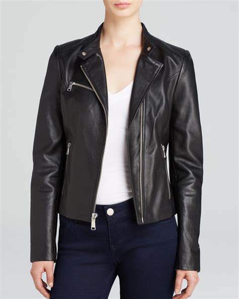 Andrew Marc Casey Structured Moto Leather Jacket In Black Lyst