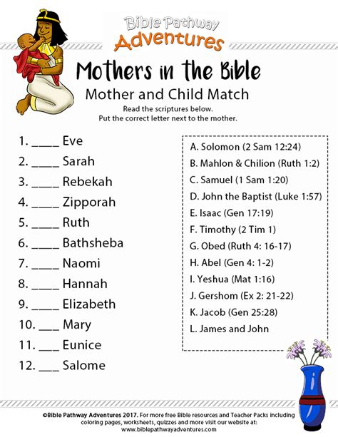 Mother And Child Bible Match Bible Lessons For Kids Bible Study For
