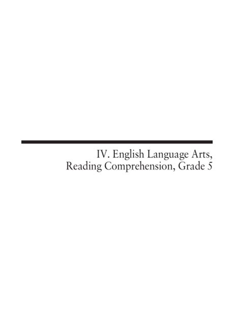 iv english language arts reading comprehension grade 5