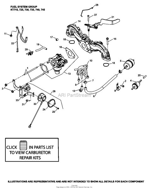 Stop engine, wait for all moving parts to stop, and for kohler efi units route the fuel line hoses as shown. Kohler KT735-3030 ARIENS 24 HP (17.9 kW) Parts Diagram for ...