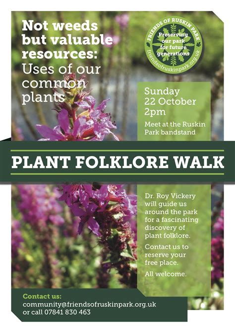 Plant Folklore Walk In Ruskin Park Loughborough Junction Action Group