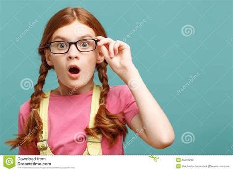 Little Young Girl Expressing Surprise Stock Photo Image