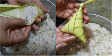 Tujuan asam keping adalah supaya lekat warna kuing pada beras pulut. KETUPAT PALAS BERKACANG DAN KARI DAGING | Fiza's Cooking