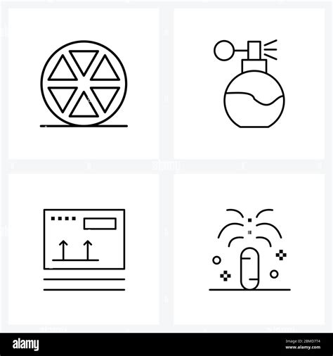 4 universal icons pixel perfect symbols of food document eat perfume order vector