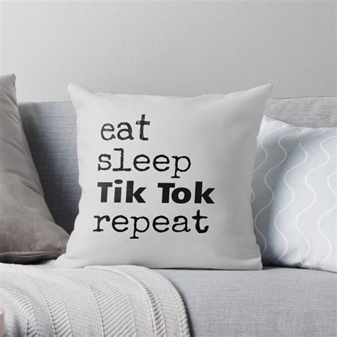 Eat Sleep Tik Tok Repeat Throw Pillow By Smilehunter Redbubble