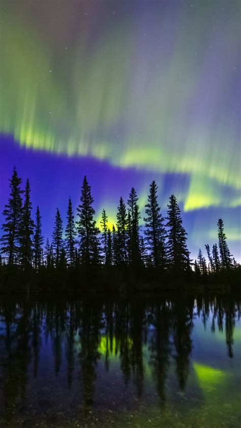 The Aurora Borealis Reflects In The Clearwater River In