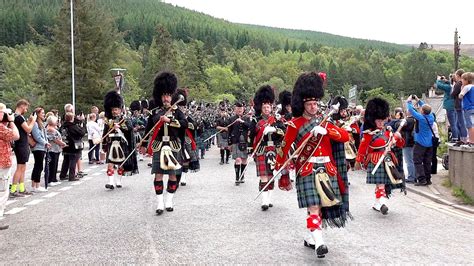 Massed Scottish Bands Parade Making Their Way To 2019 Ballater Highland