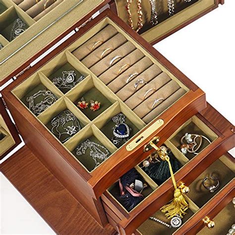 Extra Large Wooden Jewelry Boxjewel Case Cabinet Armoire Ring