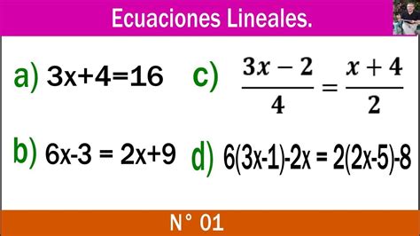 Ejercicios Resueltos De Ecuaciones Lineales N° 01 Ejercicios