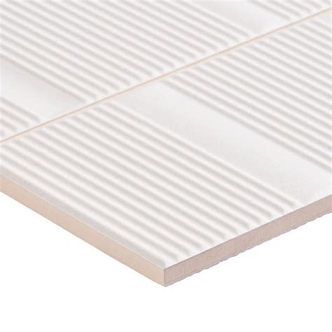 Division White 8x16 Fluted 3d Matte Ceramic Wall Tile Ceramic Wall