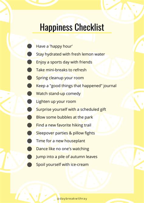 The Happiness Checklist Choose Happy Daybreak With Ray