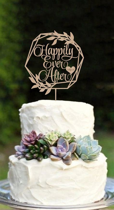 Wedding Cake Topper Happily Ever After Cake Topper Rustic Cake Etsy