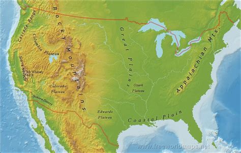 North America Map Geography Map Mountain Range