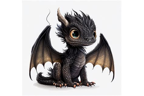 Cute Baby Black Dragon Png File Wall Art Graphic By Wangtemplates