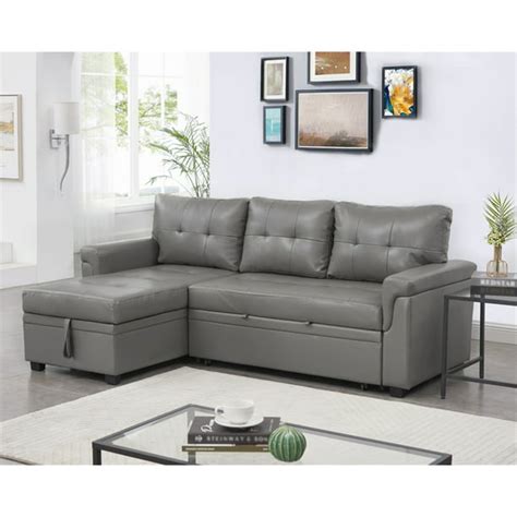 laura reversible sleeper sectional sofa storage chaise by naomi home color gray fabric air