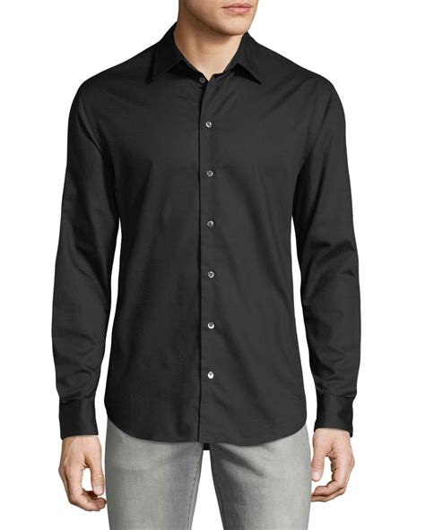 Emporio Armani Mens Micro Woven Casual Button Down Shirt Neiman Marcus